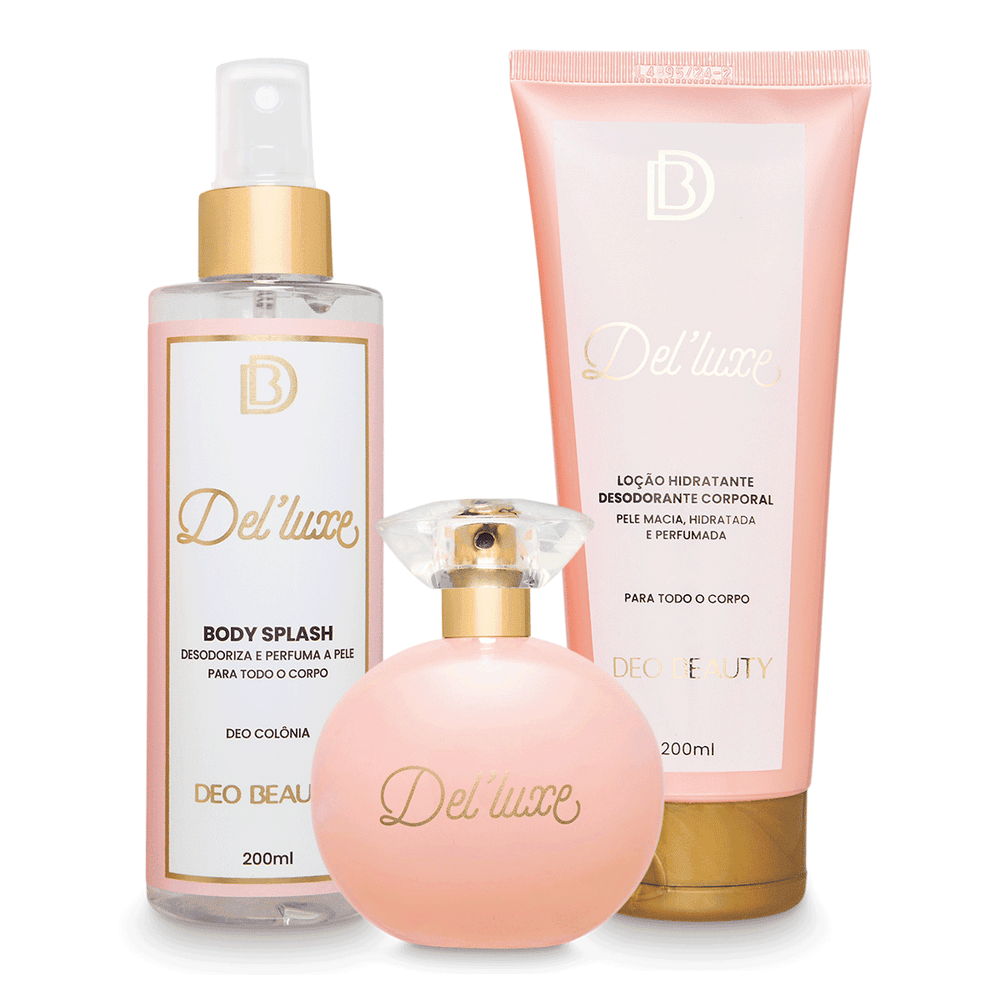 Kit completo Del'Luxe  - (perfume 100 ml + hidratante 200 ml + body splash 200 ml)