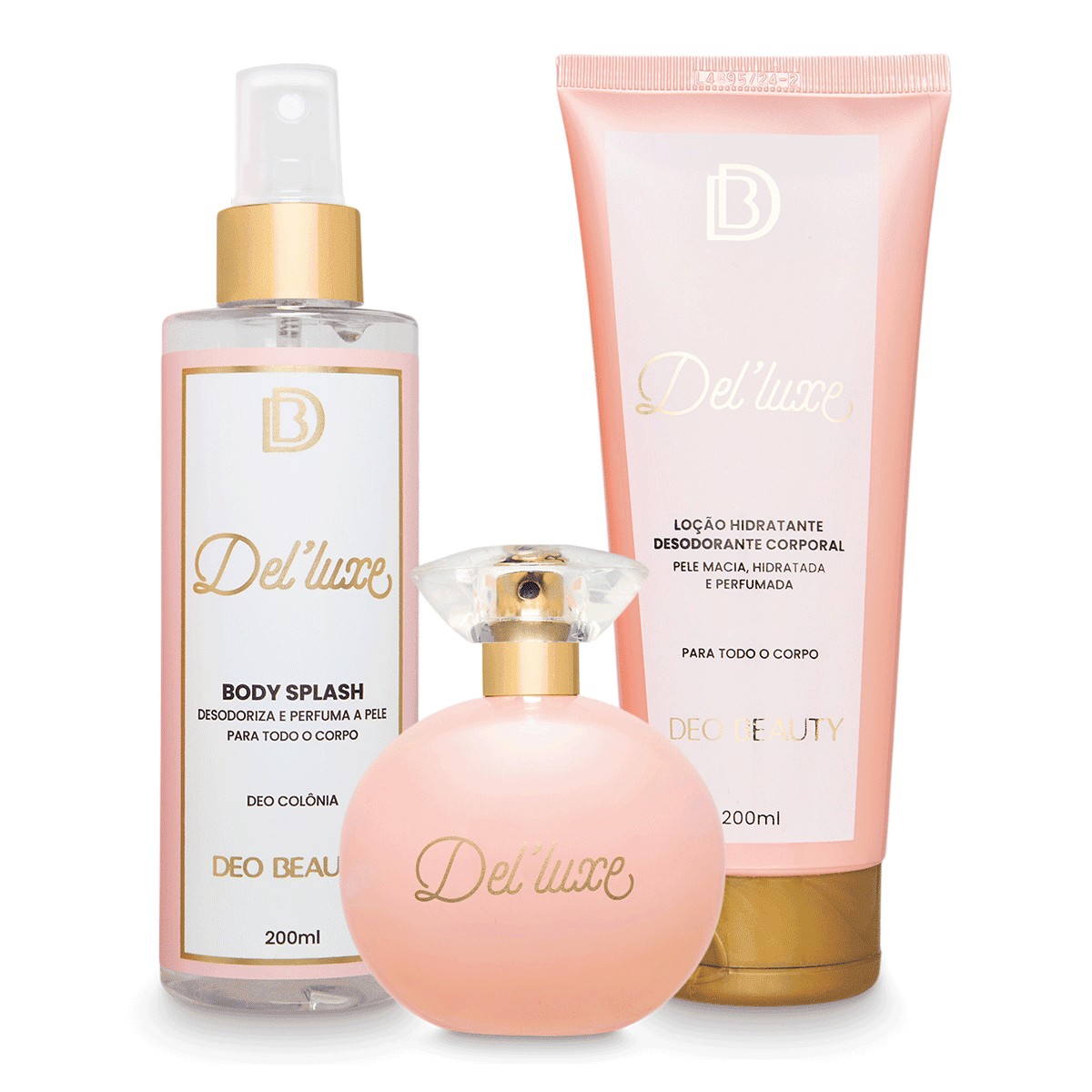 Kit completo Del'Luxe  - (perfume 100 ml + hidratante 200 ml + body splash 200 ml)