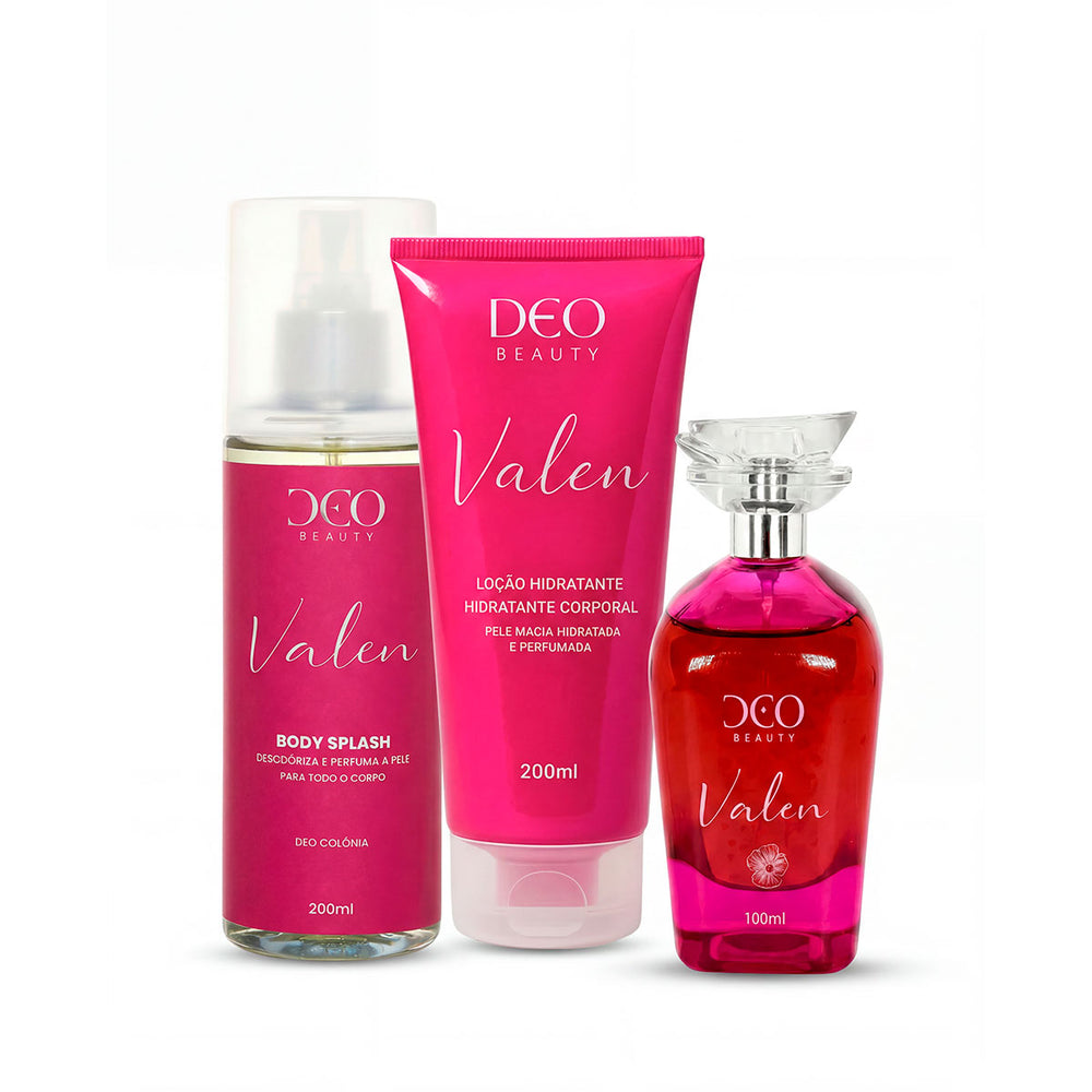 Kit completo Valen - (perfume 100 ml + hidratante 200 ml + body splash 200 ml)