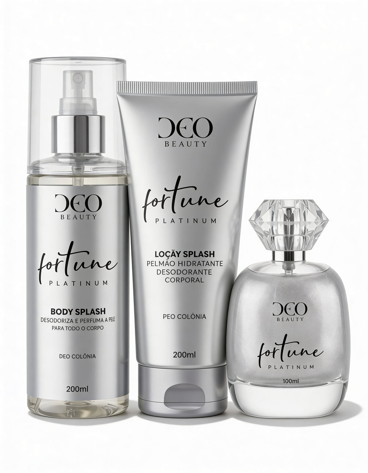Kit completo fortune platinum - (perfume 100 ml + hidratante 200 ml + body splash 200 ml)