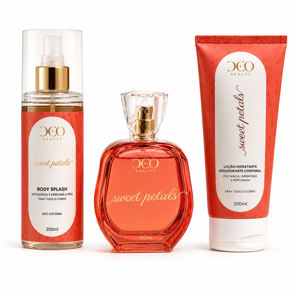 Kit completo sweet petals - (perfume 100 ml + hidratante 200 ml + body splash 200 ml)