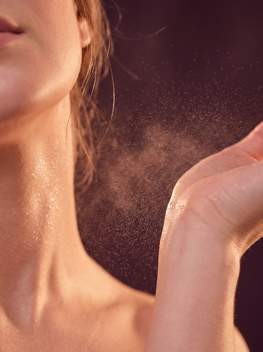 Perfume sendo borrifado na pele, aplicação do Perfume Fortune Intense