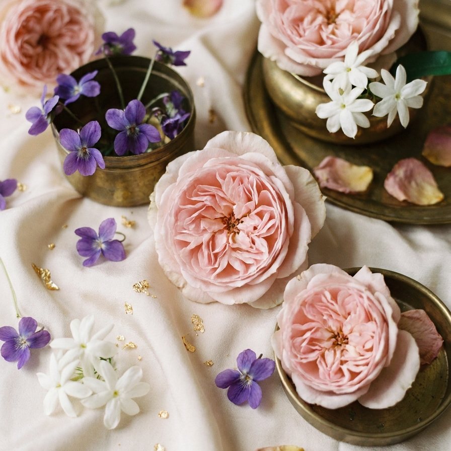 Ilustração das notas florais de coração do Kit Completo Sweet Petals