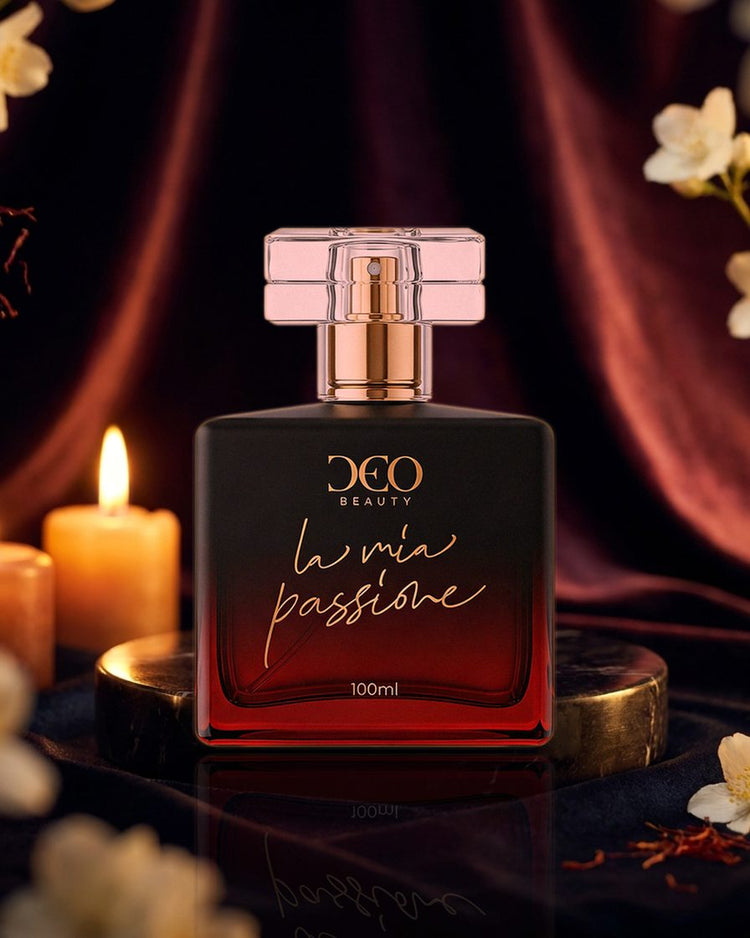 Perfume La Mia Passione DeoBeauty, frasco em cena