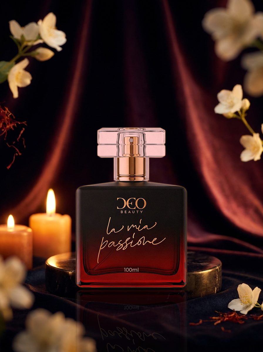 Perfume La Mia Passione DeoBeauty, frasco em cena