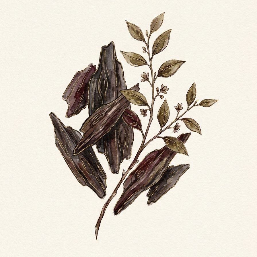 Ilustração da madeira de oud, nota do Perfume Oud Passion