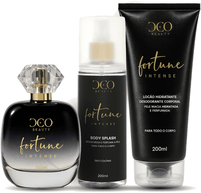 Kit Completo Fortune Intense DeoBeauty: perfume, loção e body splash