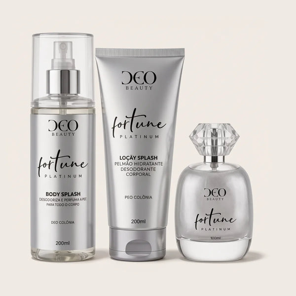 deo-padronizada | Kit completo fortune platinum - (perfume 100 ml + hidratante 200 ml + body splash 200 ml)