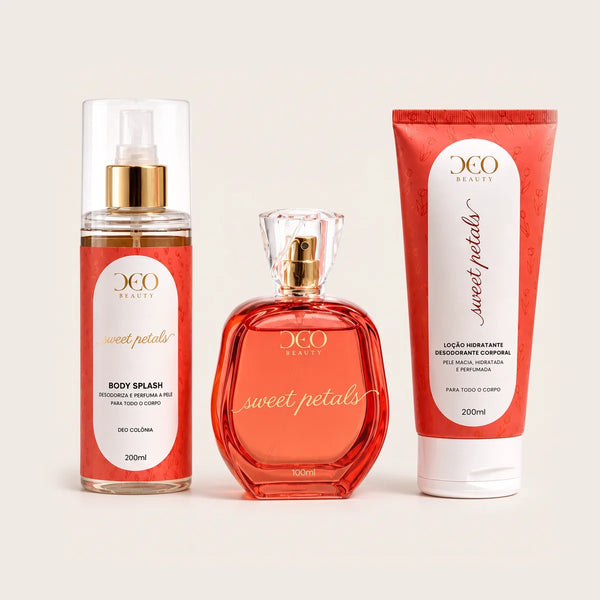 deo-padronizada | Kit completo sweet petals - (perfume 100 ml + hidratante 200 ml + body splash 200 ml)